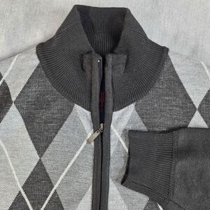 Sugar Men’s XXL Argyle Zip-Up Cardigan Golf Grandpa Core Aesthetic EUC
